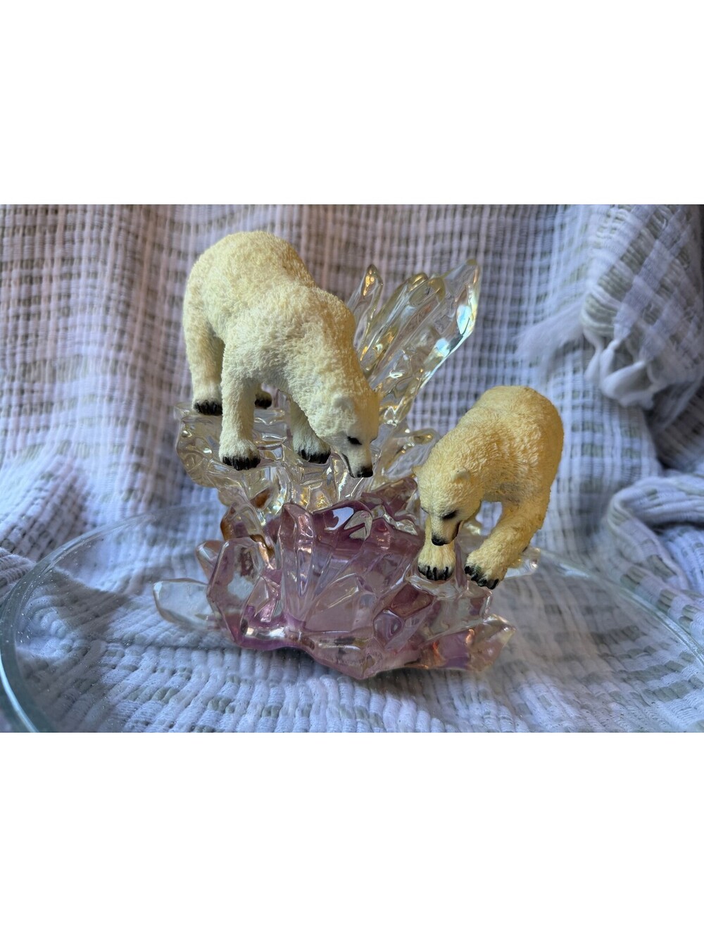 FIGURINE Vintage Polar Bear Figurine on Hard plastic Ice Sculpture